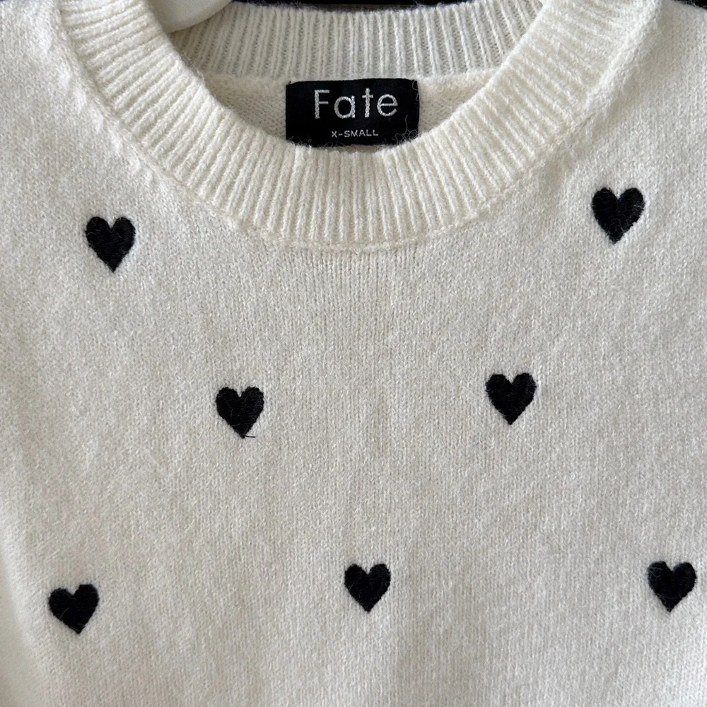 Fate Ivory Pullover with Black Heart Design - Picture 3 of 3